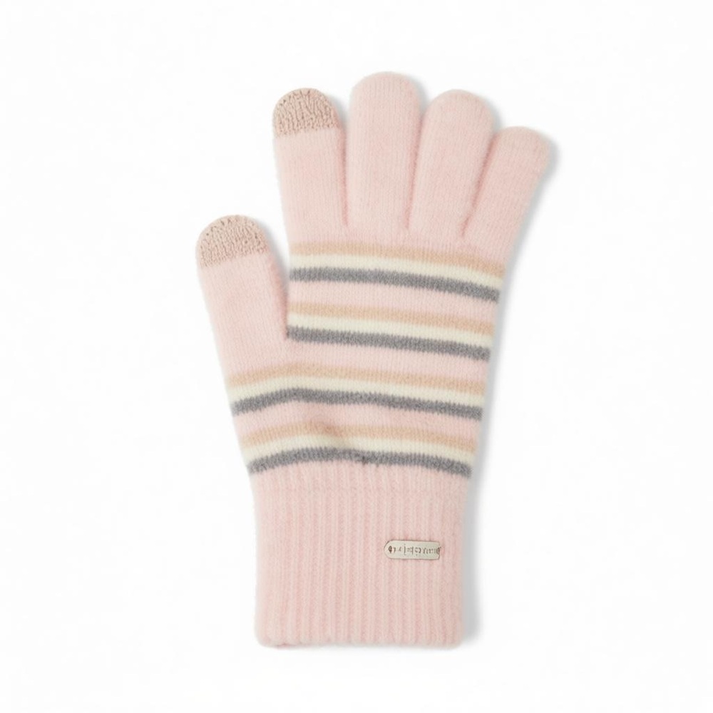 NWT Steve Madden Women’s Pink &‎ Gray Striped Gloves with Touchscreen Technology